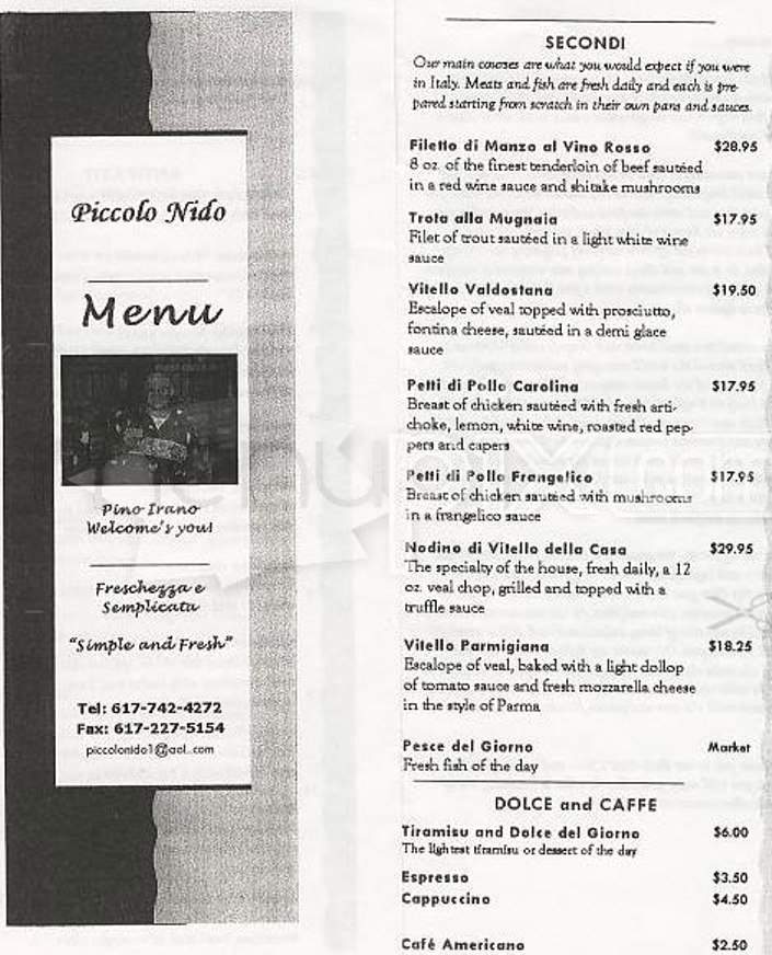 Piccolo Nido - Boston, MA menu_pic