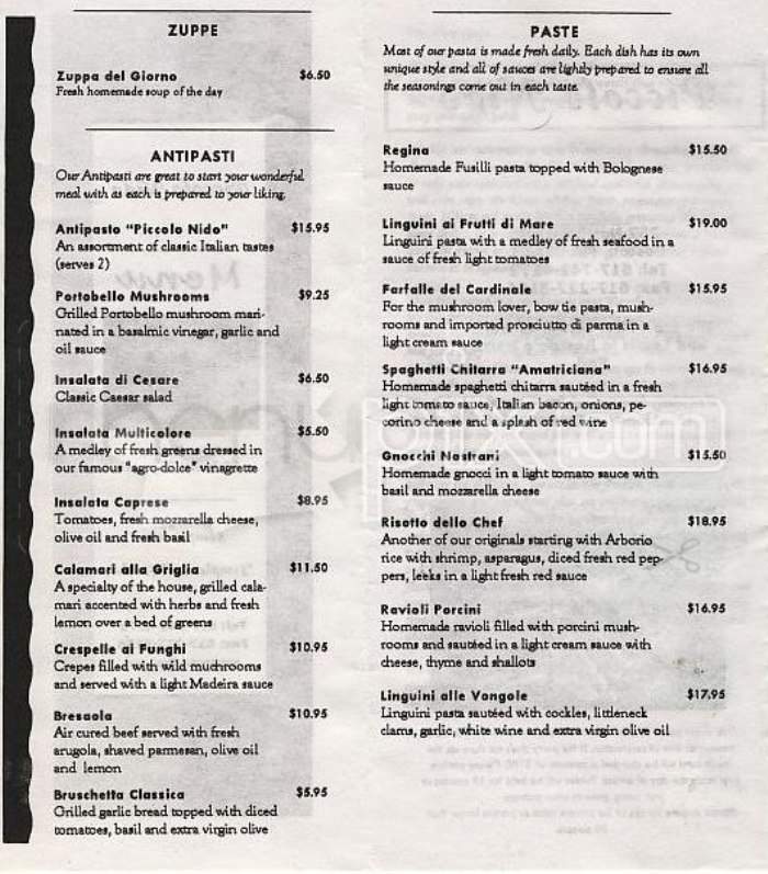 Piccolo Nido - Boston, MA menu_pic