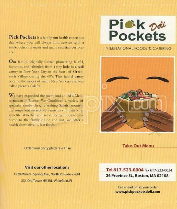 Pick Pockets - Boston, MA menu_pic