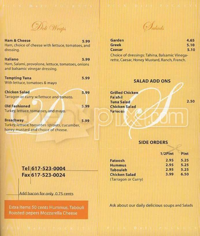 Pick Pockets - Boston, MA menu_pic