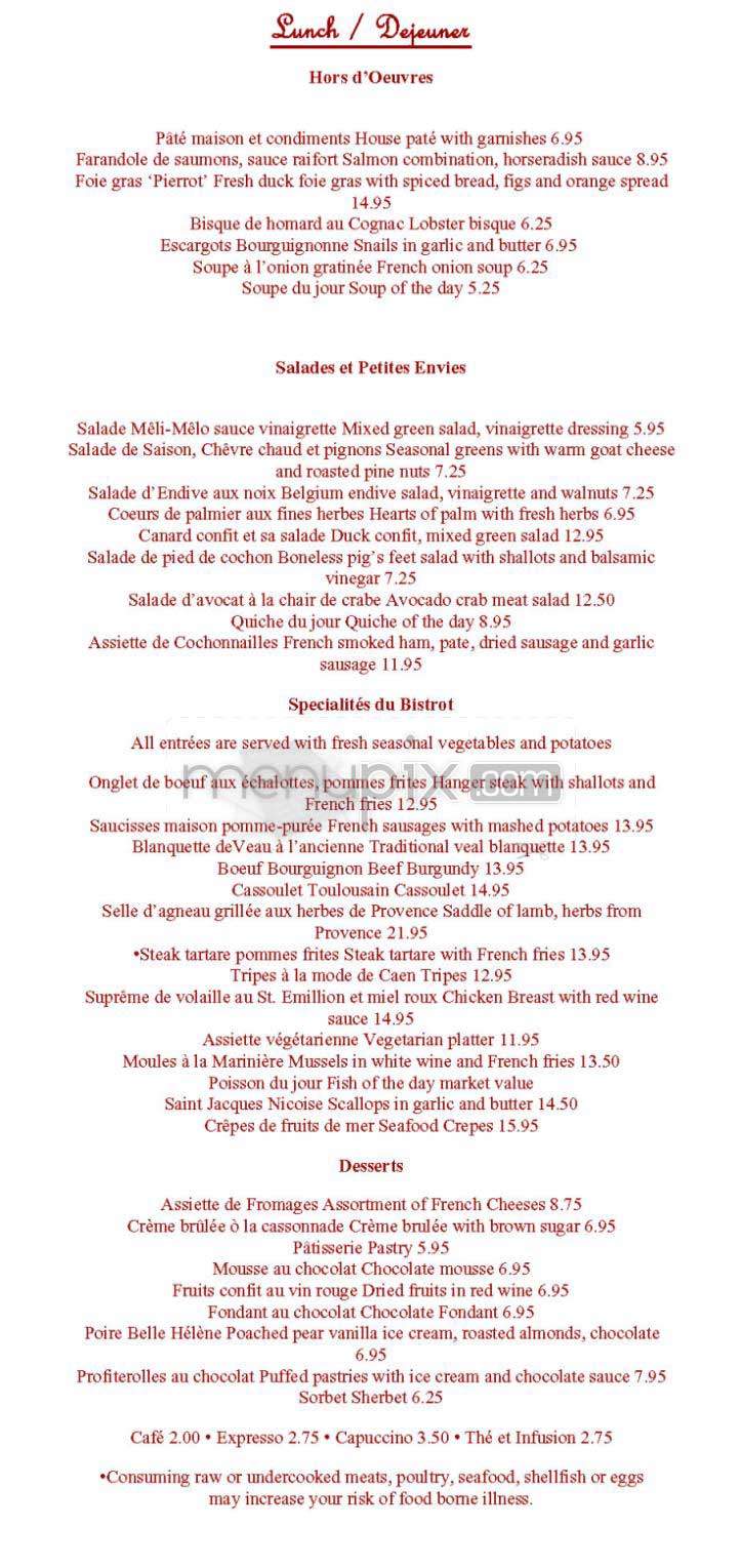 Pierrot Bistro Francais - Boston, MA menu_pic