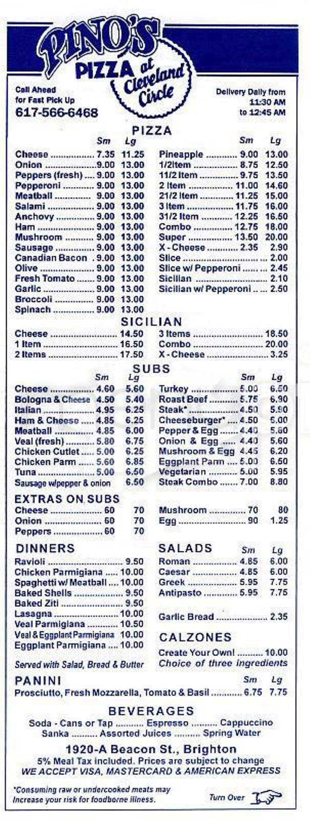 Pino's Pizza - Deer Park, NY menu_pic