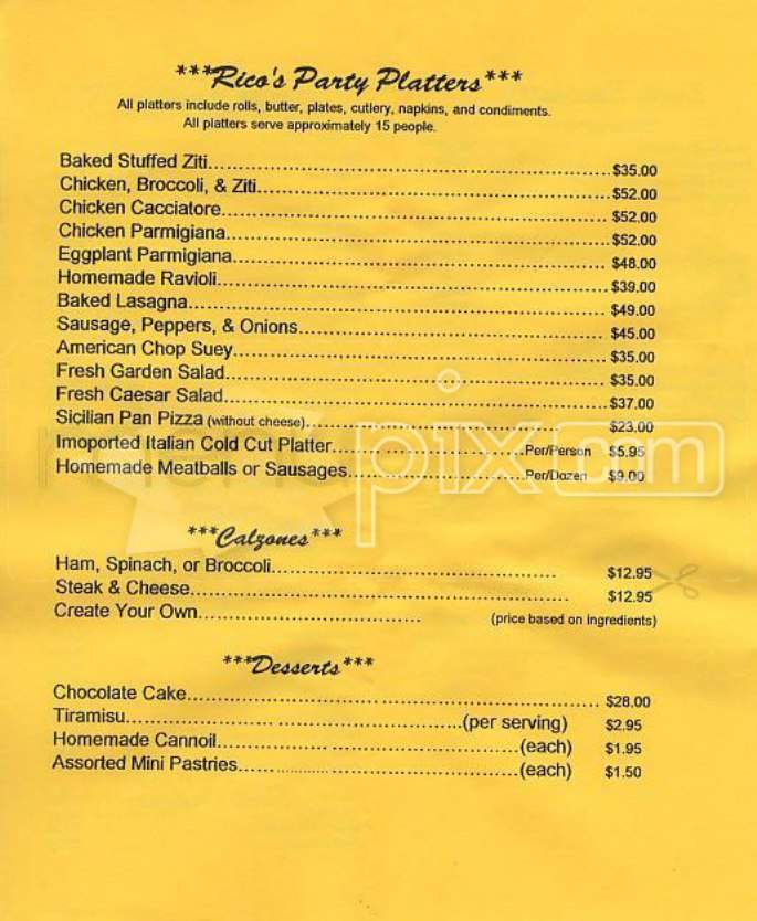 Pizzeria Rico - Boston, MA menu_pic