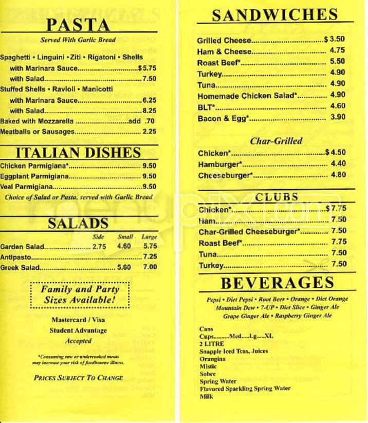 Presto Pizzeria - Brighton, MA menu_pic