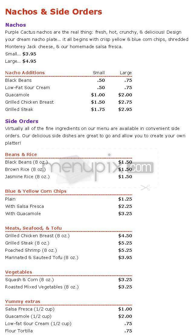 The Purple Cactus - Jamaica Plain, MA menu_pic