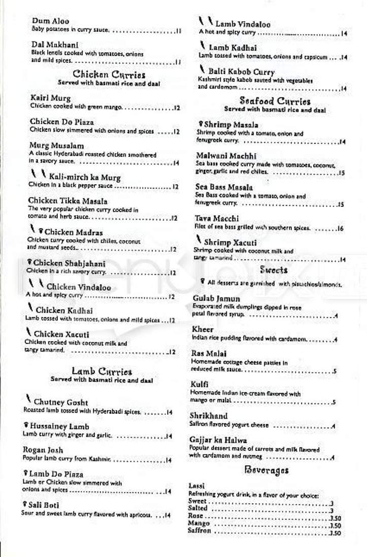 Rani Indian Bistro - Brookline, MA menu_pic