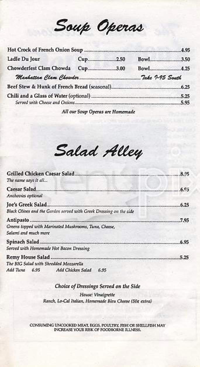 Remington's of Boston - Boston, MA menu_pic