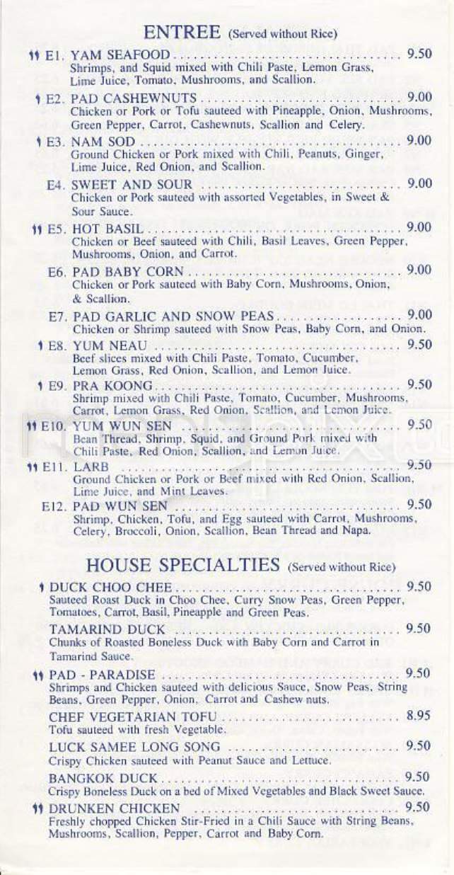 Rod-Dee Thai Cuisine - Brookline, MA menu_pic