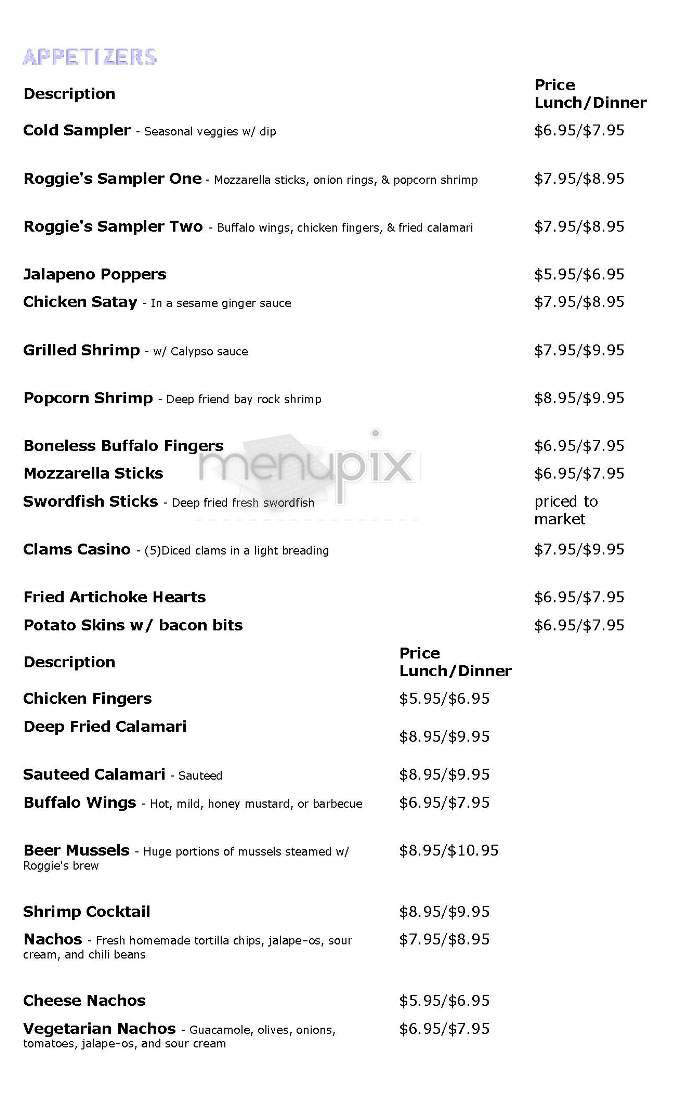 Roggie's Brew & Grille - Brighton, MA menu_pic