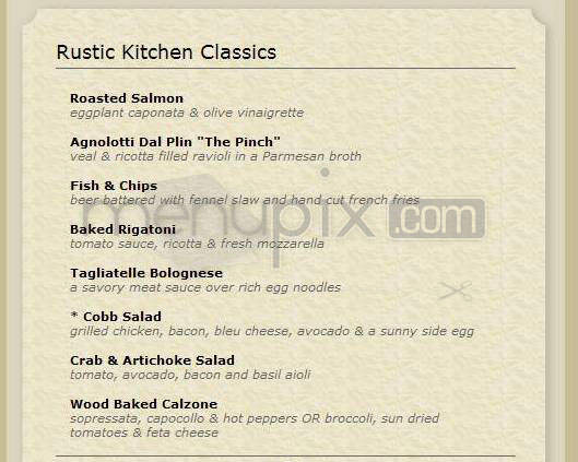 Rustic Kitchen - Boston, MA menu_pic