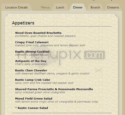 Rustic Kitchen - Boston, MA menu_pic