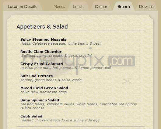 Rustic Kitchen - Boston, MA menu_pic