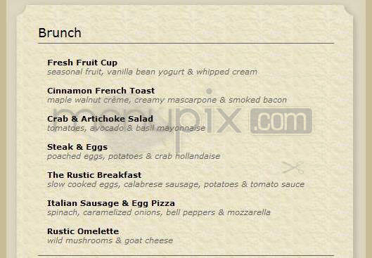 Rustic Kitchen - Boston, MA menu_pic