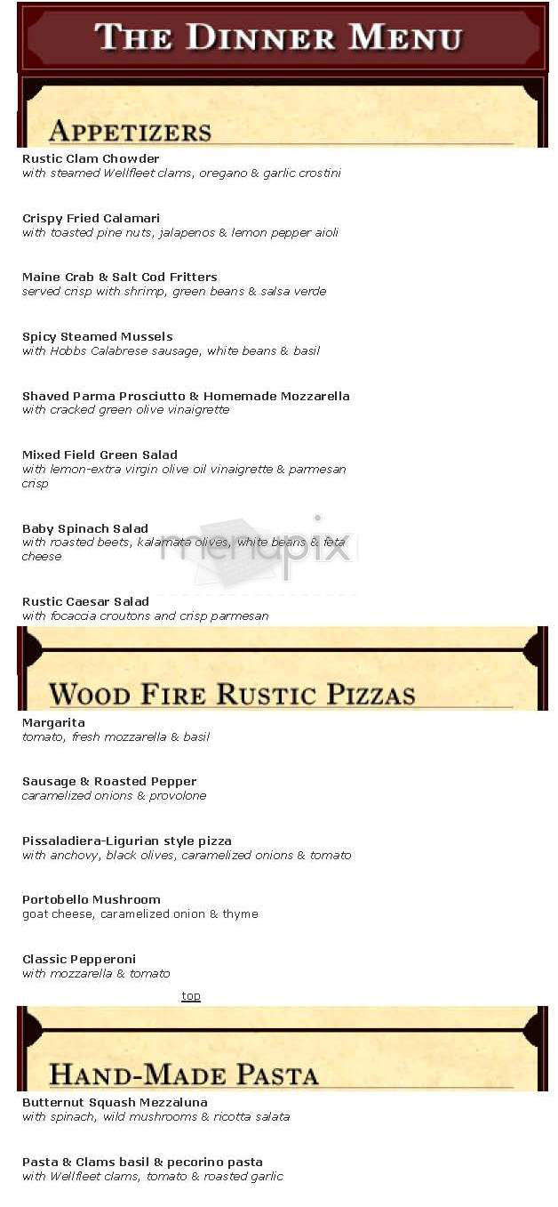 Rustic Kitchen - Boston, MA menu_pic
