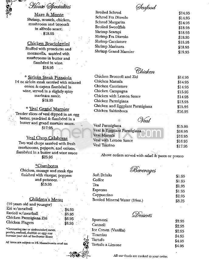 Sabatino's - Boston, MA menu_pic