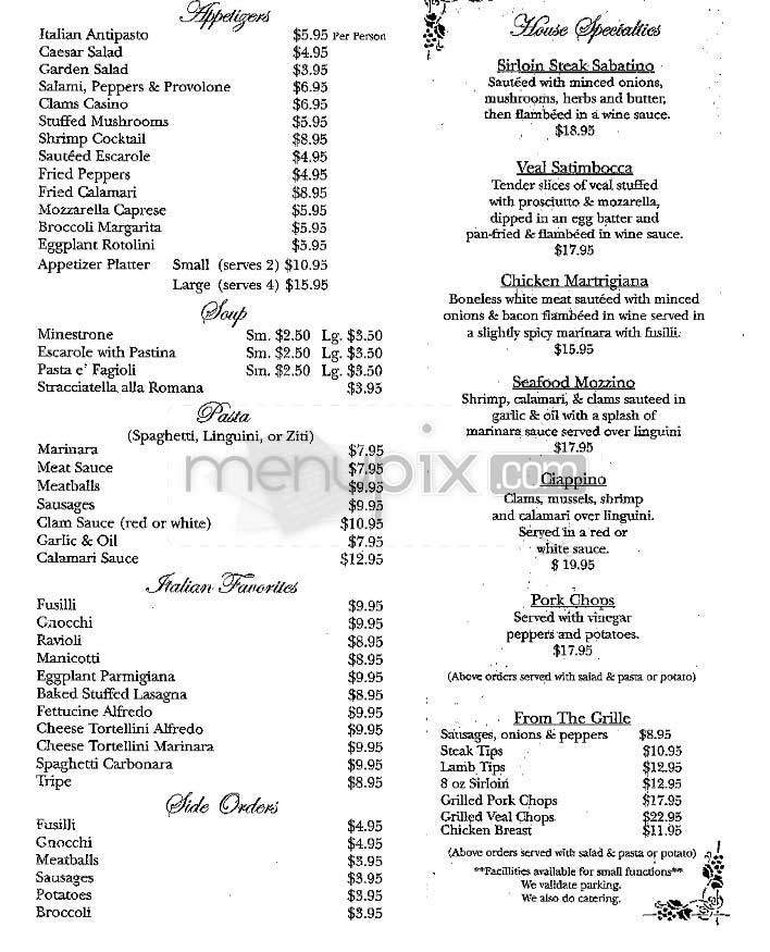 Sabatino's - Boston, MA menu_pic