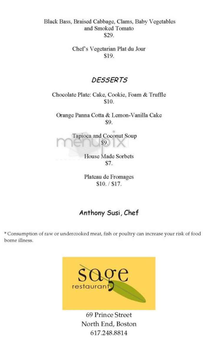 Sage - Andrews, NC menu_pic
