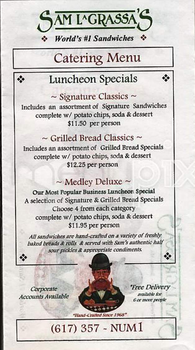 Sam La Grassa's - Boston, MA menu_pic