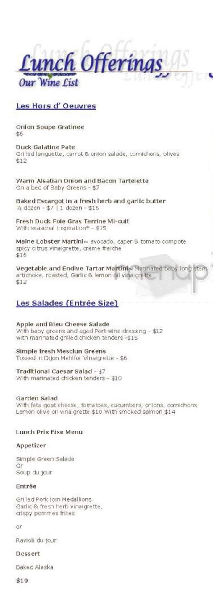 Sandrine's - Cambridge, MA menu_pic