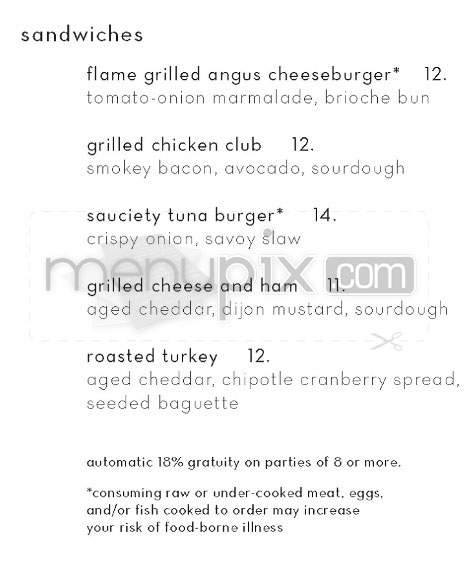 Sauciety (Boston Westin Waterfront) - Boston, MA menu_pic