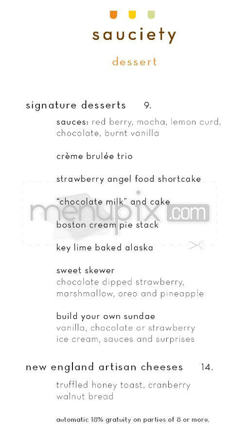 Sauciety (Boston Westin Waterfront) - Boston, MA menu_pic
