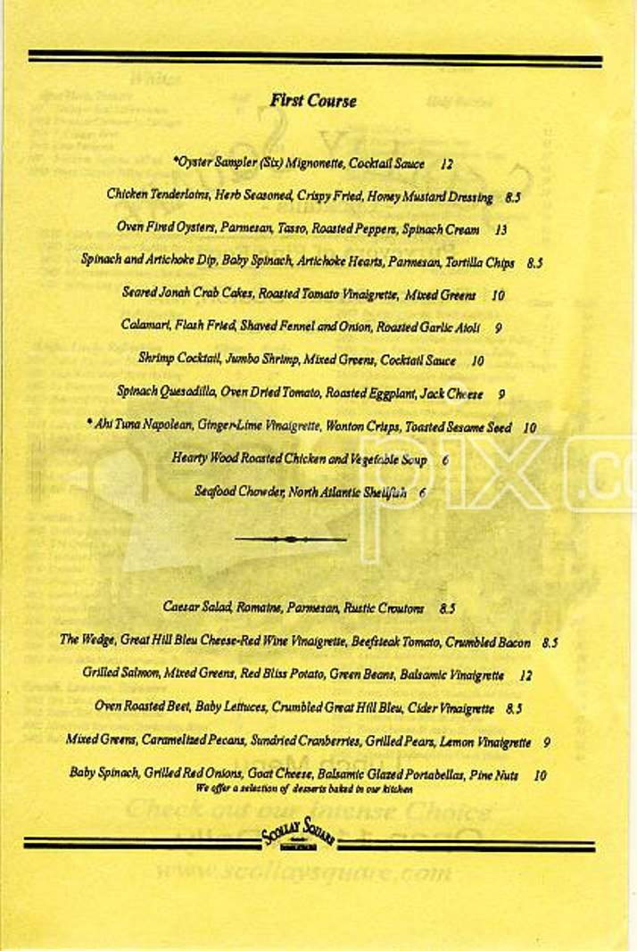 Scollay Square - Boston, MA menu_pic