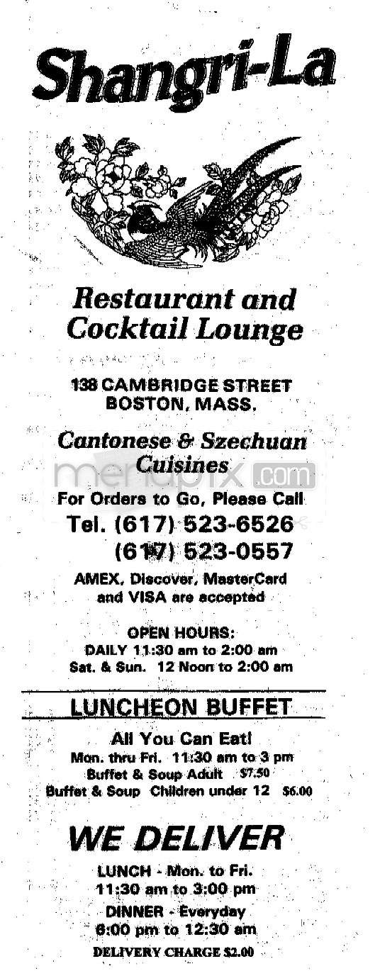 Shangri-La - Boston, MA menu_pic