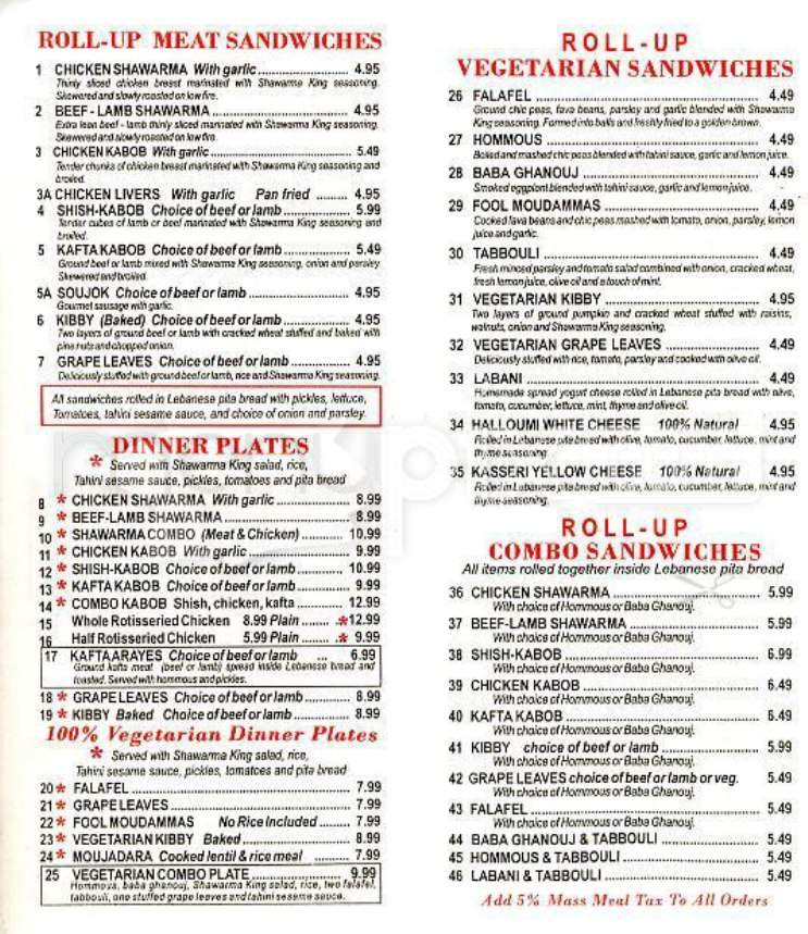 Shawarma King - Castroville, CA menu_pic