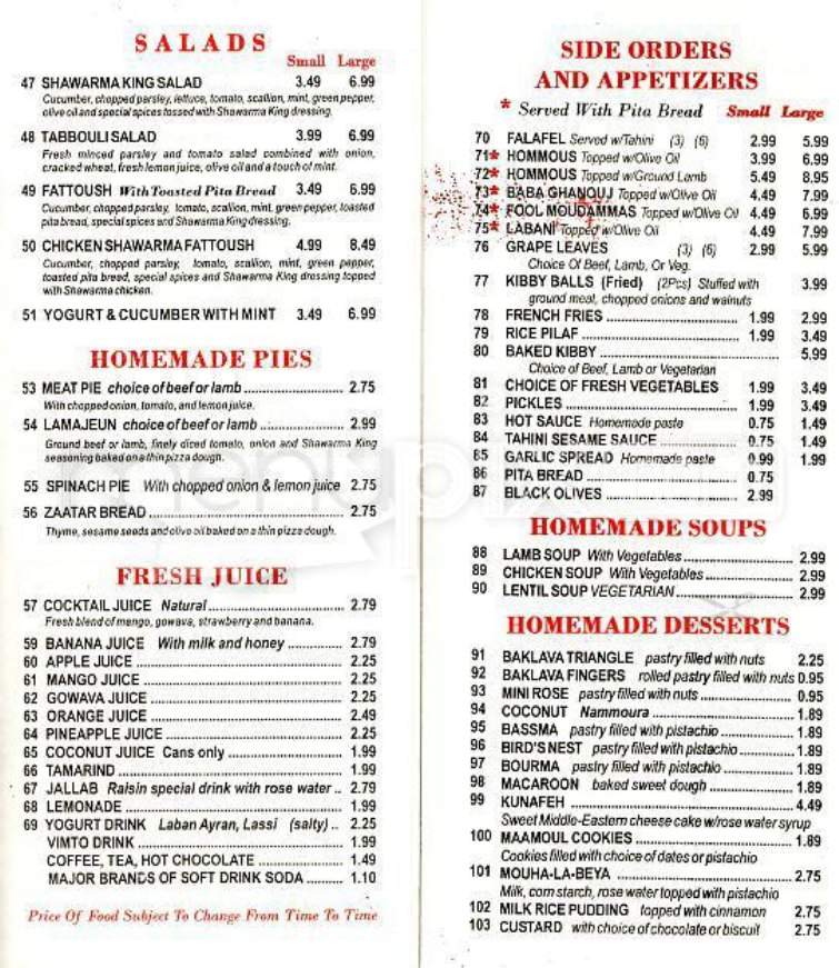 Shawarma King - Castroville, CA menu_pic