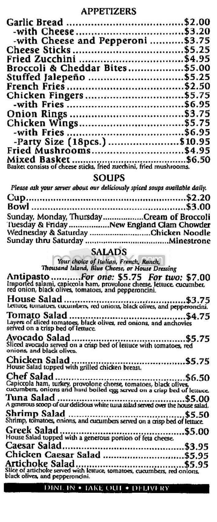 Sicilia's Pizzeria - Boston, MA menu_pic