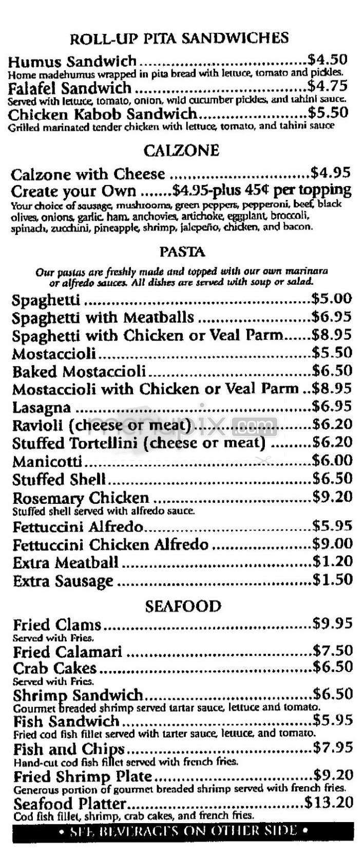 Sicilia's Pizzeria - Boston, MA menu_pic
