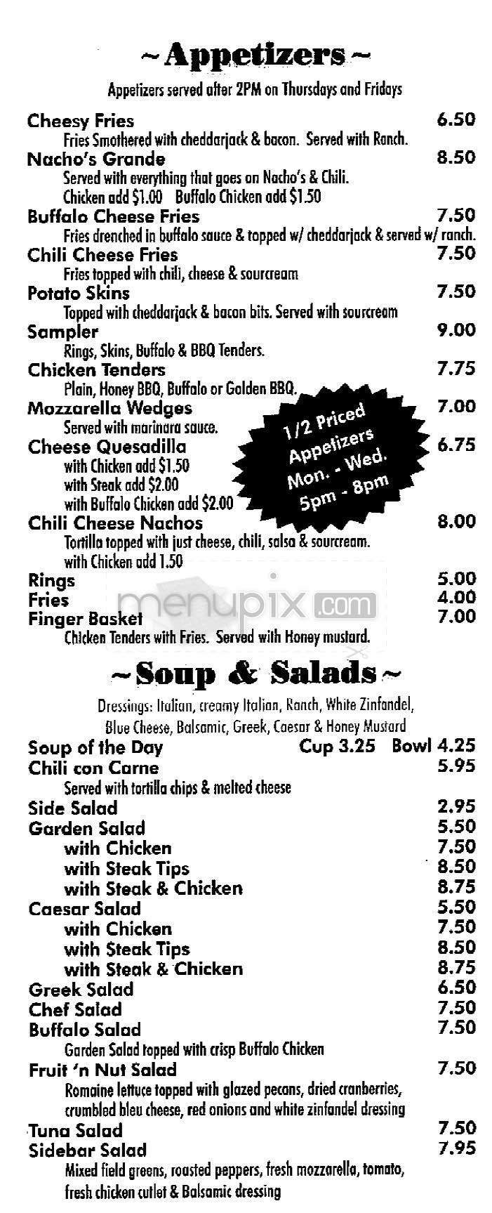 Side Bar - Boston, MA menu_pic