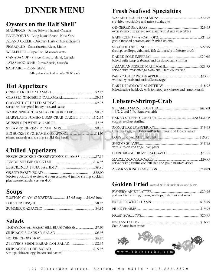Skipjack's Seafood Emporium - Boston, MA menu_pic