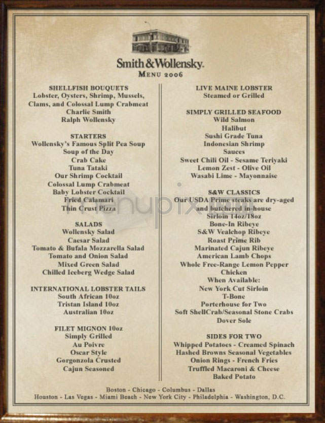 Smith & Wollensky's - Boston, MA menu_pic