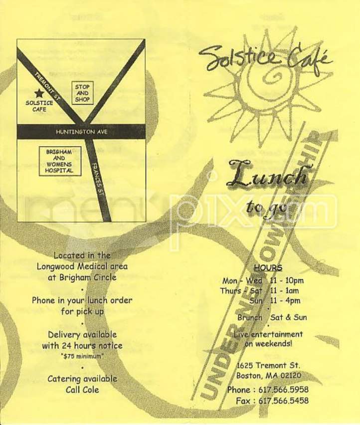 Solstice Cafe - Boston, MA menu_pic