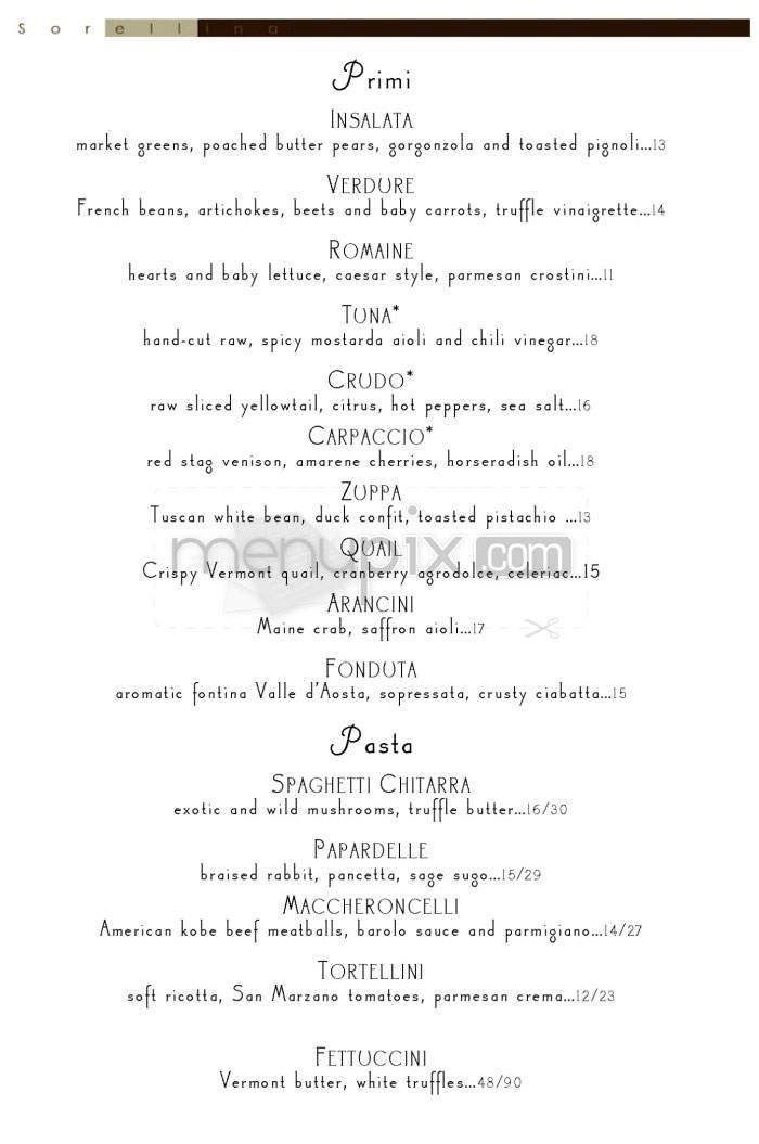 Sorellina - Boston, MA menu_pic