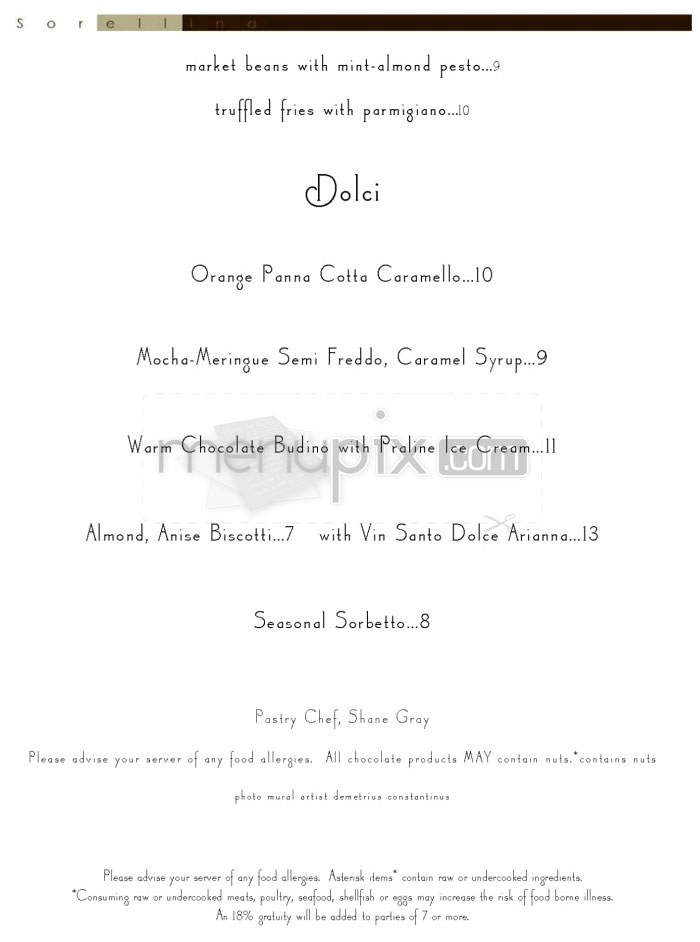 Sorellina - Boston, MA menu_pic