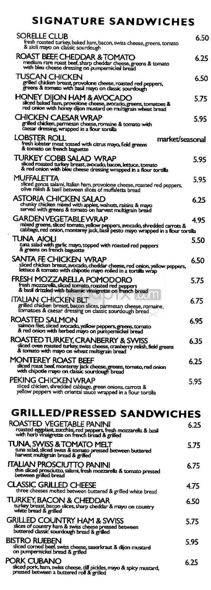 Sorelle - Charlestown, MA menu_pic