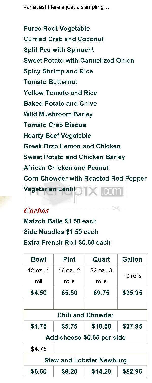 New England Soup Factory - Brookline, MA menu_pic
