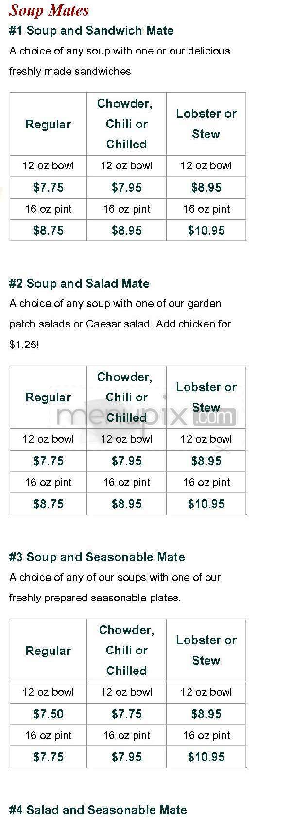 New England Soup Factory - Brookline, MA menu_pic
