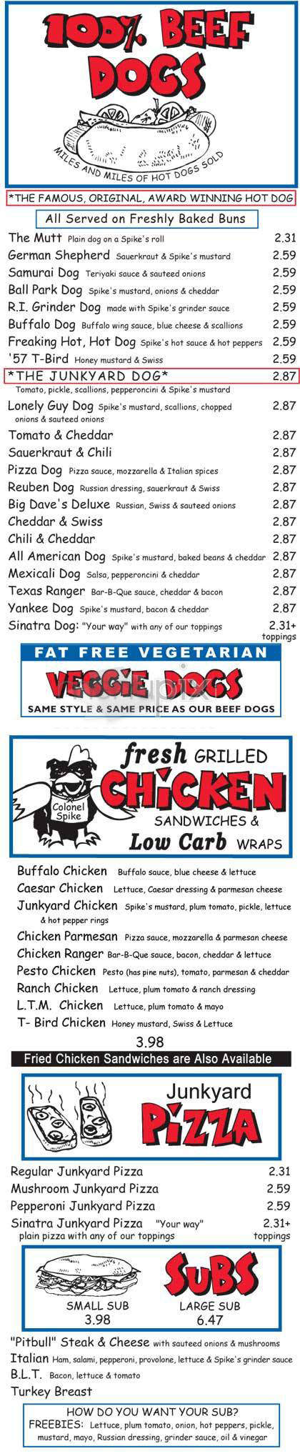 Spike's Junkyard Dogs - Allston, MA menu_pic