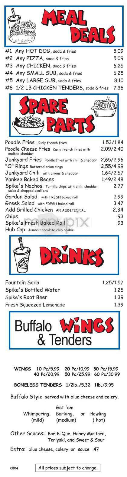 Spike's Junkyard Dogs - Allston, MA menu_pic