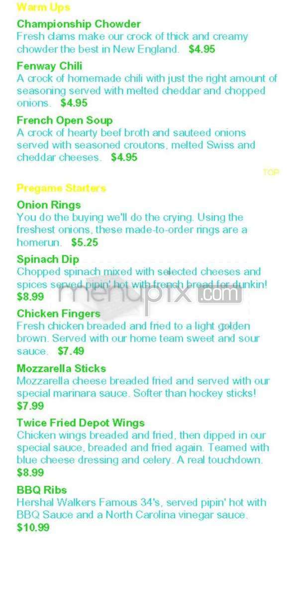 Sports Depot - Allston, MA menu_pic