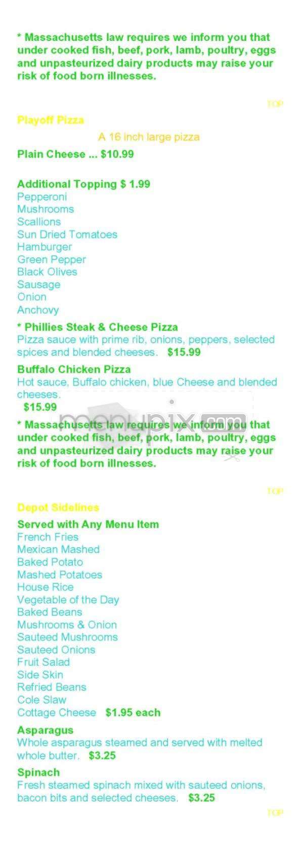 Sports Depot - Allston, MA menu_pic