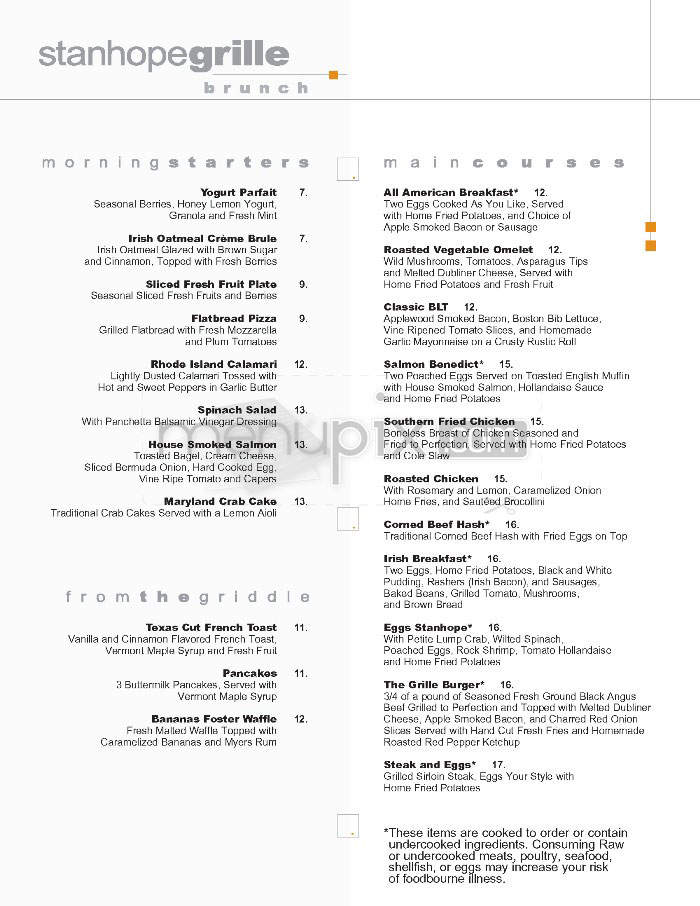 The Stanhope Grille - Boston, MA menu_pic