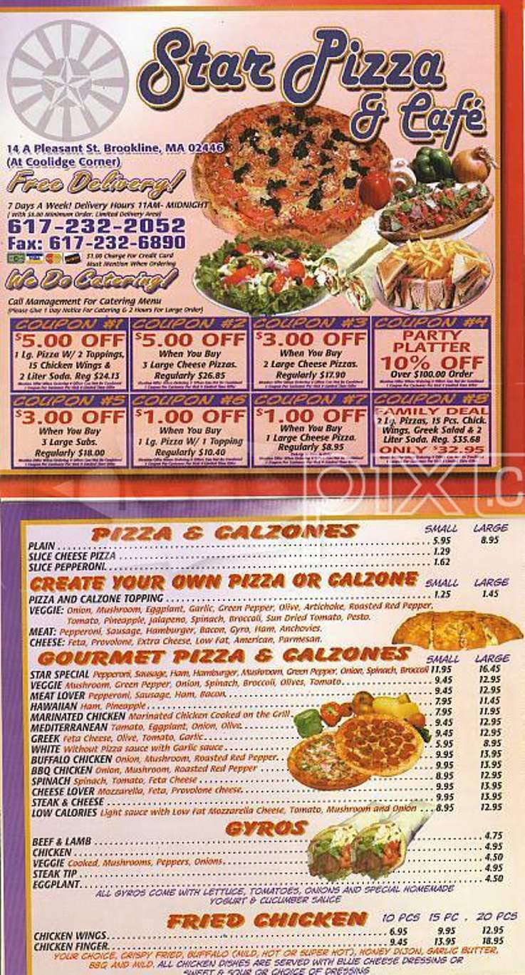 Star Pizza & Cafe - Brookline, MA menu_pic