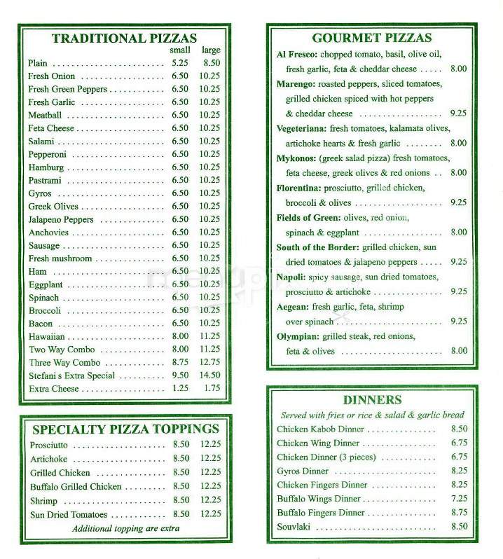 Stefani's Pizzeria - Cambridge, MA menu_pic