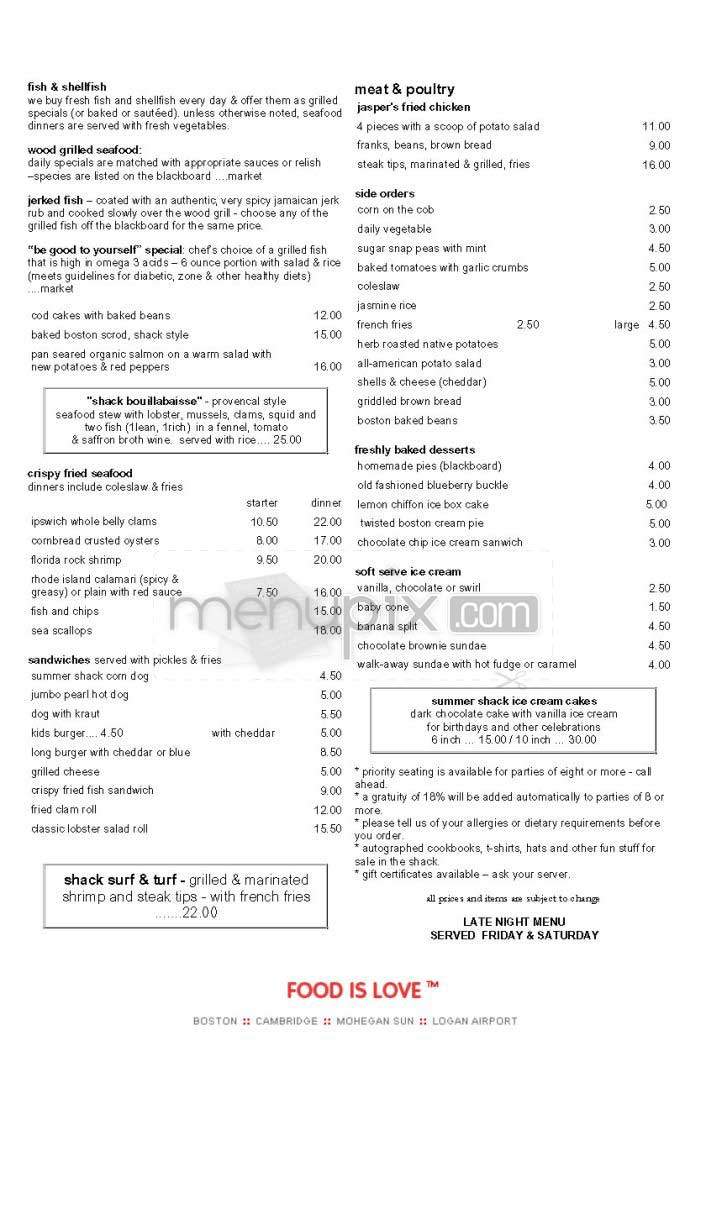 Summer Shack - Boston, MA menu_pic