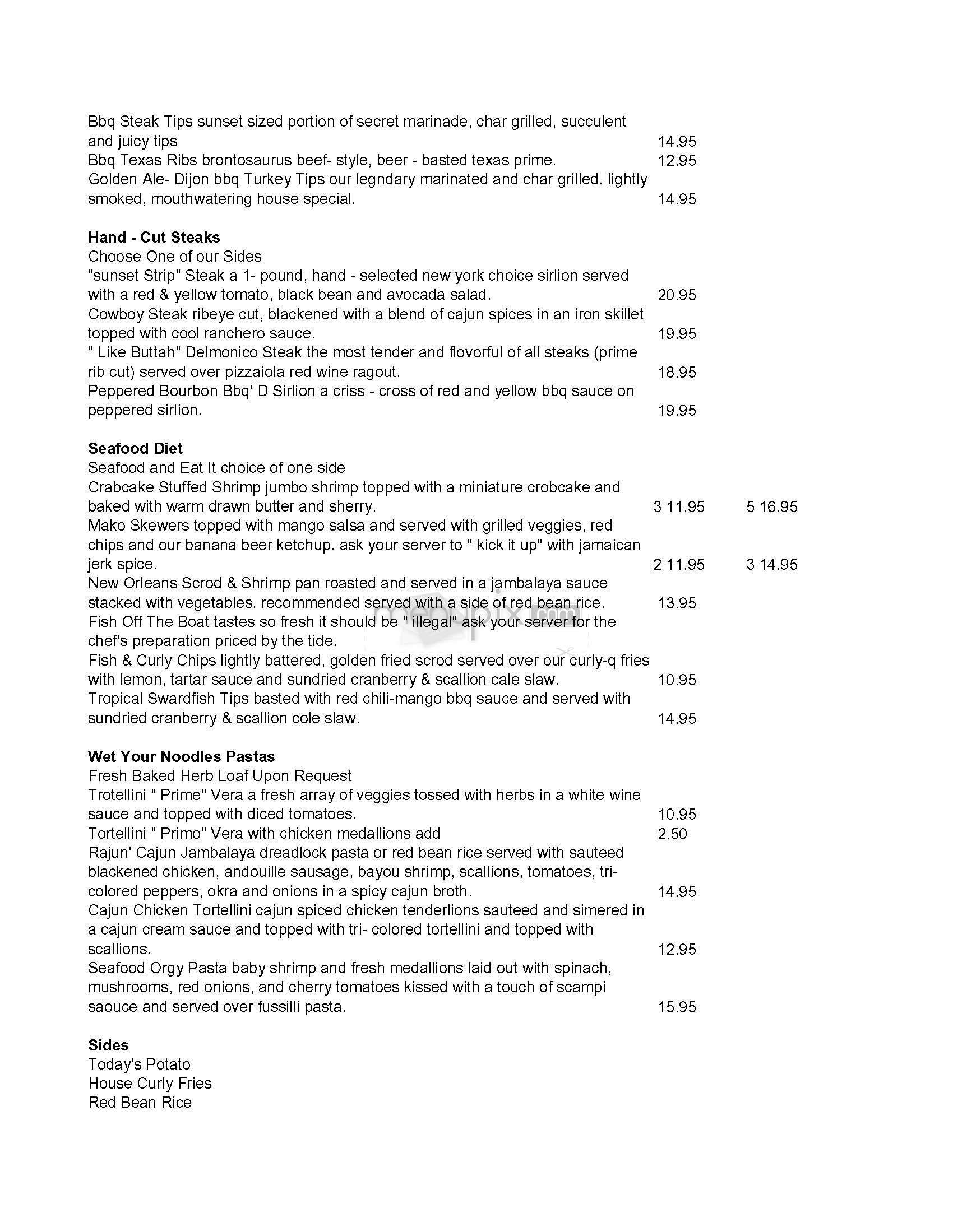 Sunset Cantina - Brookline, MA menu_pic