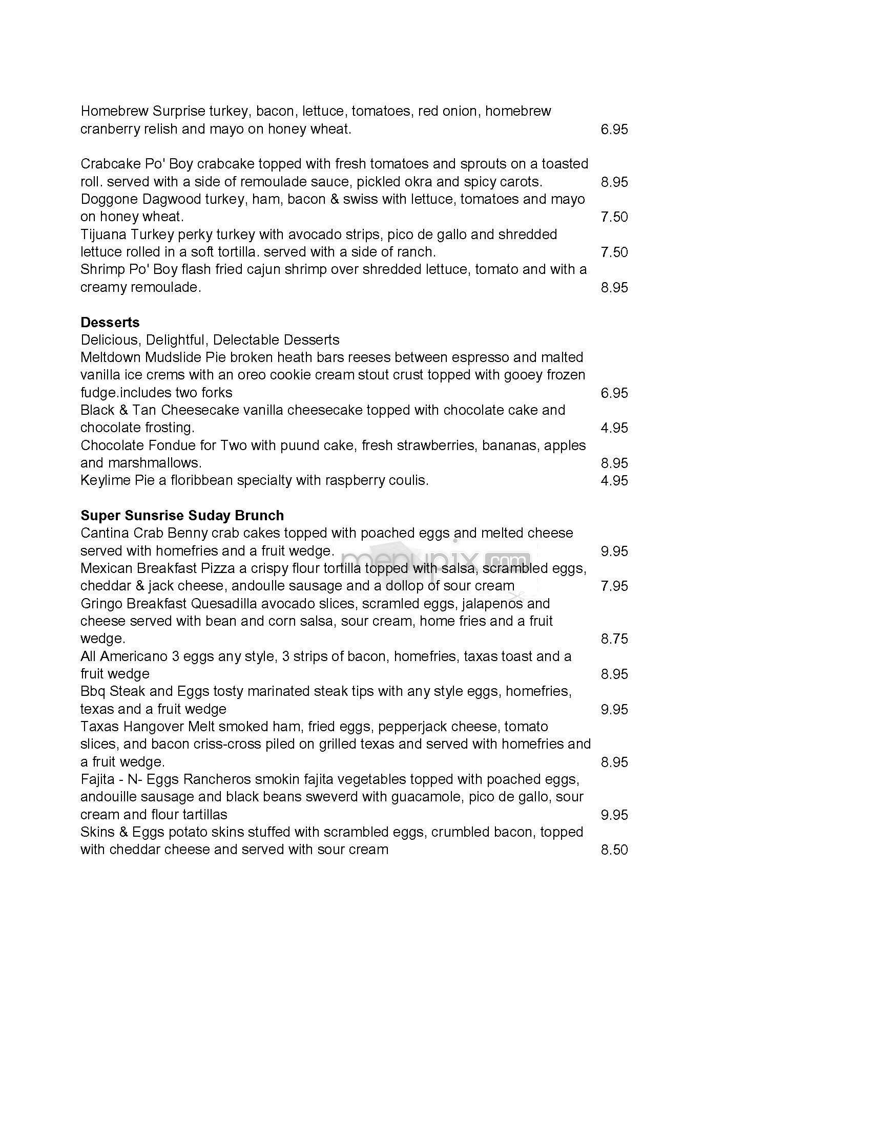 Sunset Cantina - Brookline, MA menu_pic